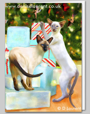 Siamese cats Christmas card