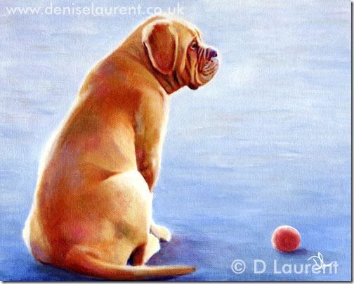 Ball Boy - 10x8 oil painting of a Dogue de Bordeaux by Denise Laurent Ball Boy - 10x8 oil painting of a Dogue de Bordeaux by Denise Laurent
