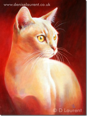 burmese cat oil painting by D Laurent