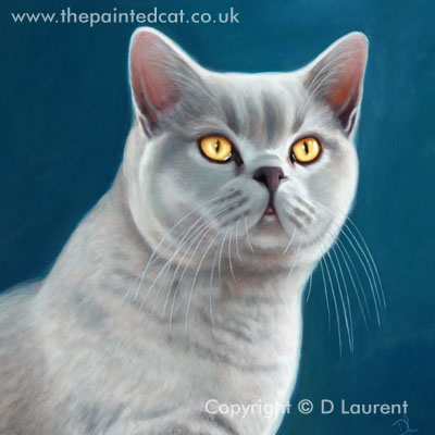 Freddie - A British Blue Cat Painting Freddie - A British Blue Cat Painting