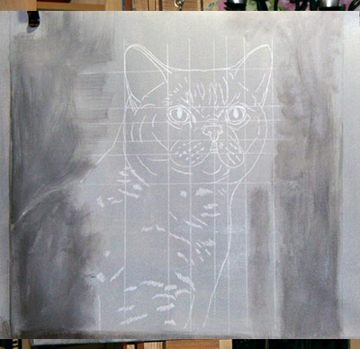 Stage 1 The sketch on canvas Stage 1 The sketch on canvas