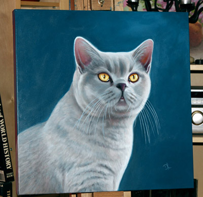 Freddie - The finished painting on the easel Freddie - The finished painting on the easel