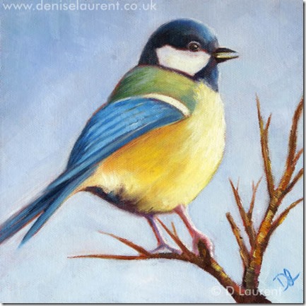 Great Tit Oil Painting by D Laurent