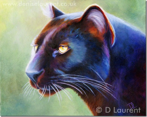 Mystique - black panther painting by Denise Laurent