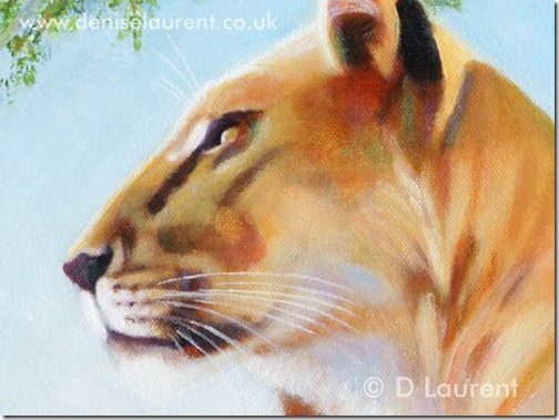 Summer Shade Close Up - Lion oil painting by Denise Laurent